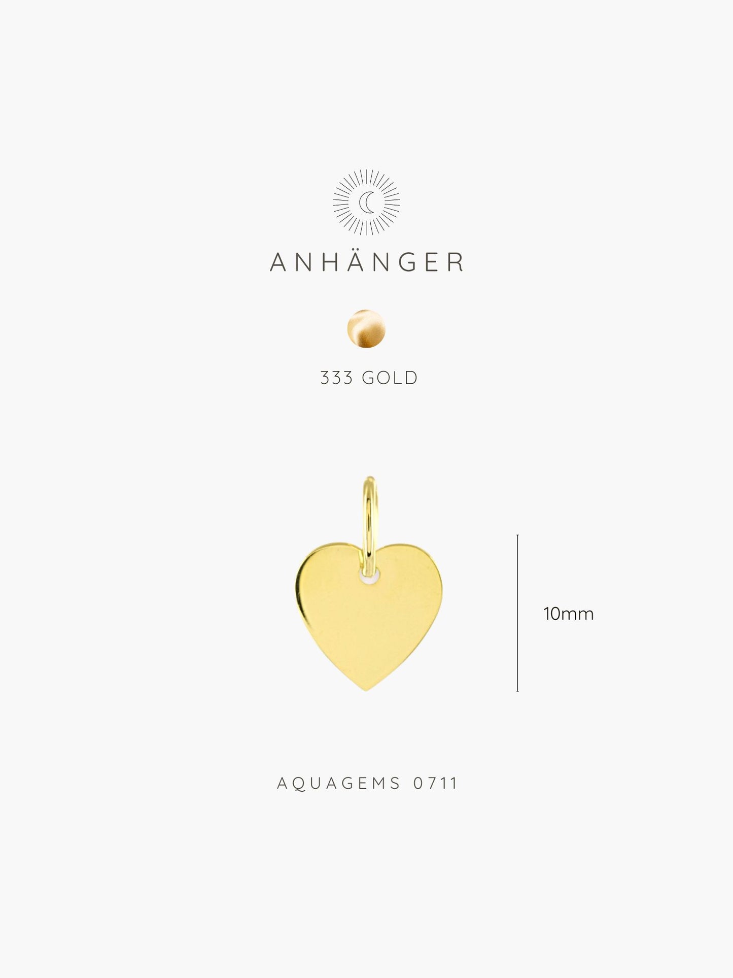 333 Gold Herz Anhänger mir Gravur . Gravurplatte 11mm