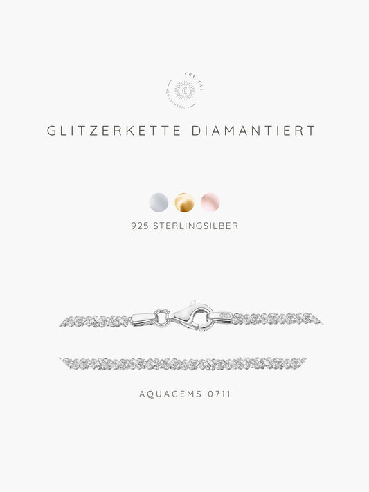 Halskette Basic Glitzer 45cm 925 Sterlingsilber . vergoldet . rosévergoldet