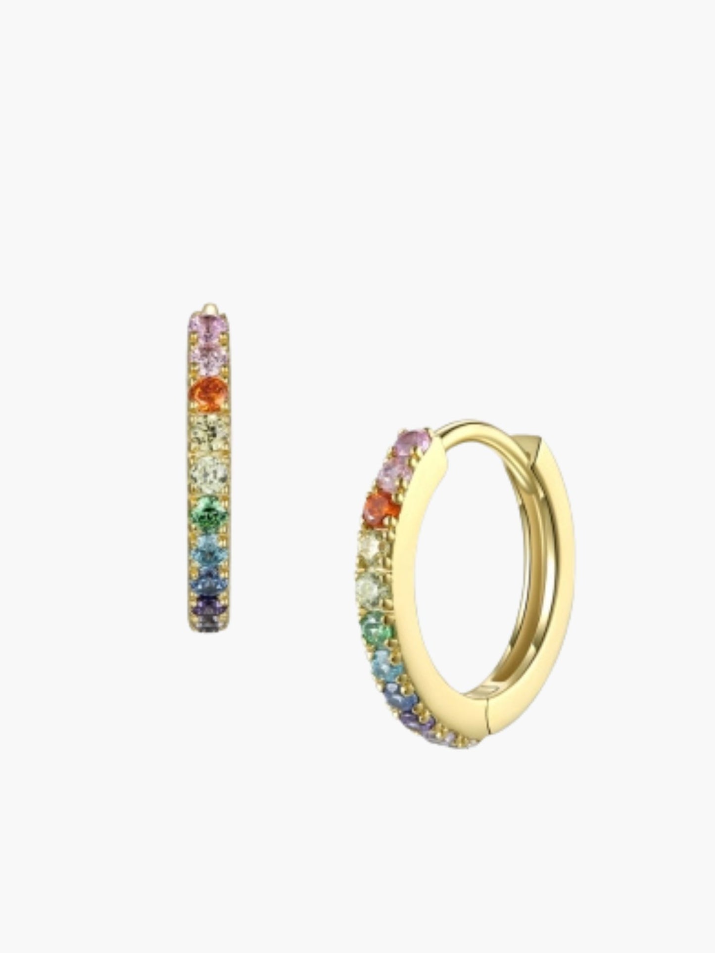 Regenbogen Creolen Zirkonia . 925 Sterlingsilber vergoldet