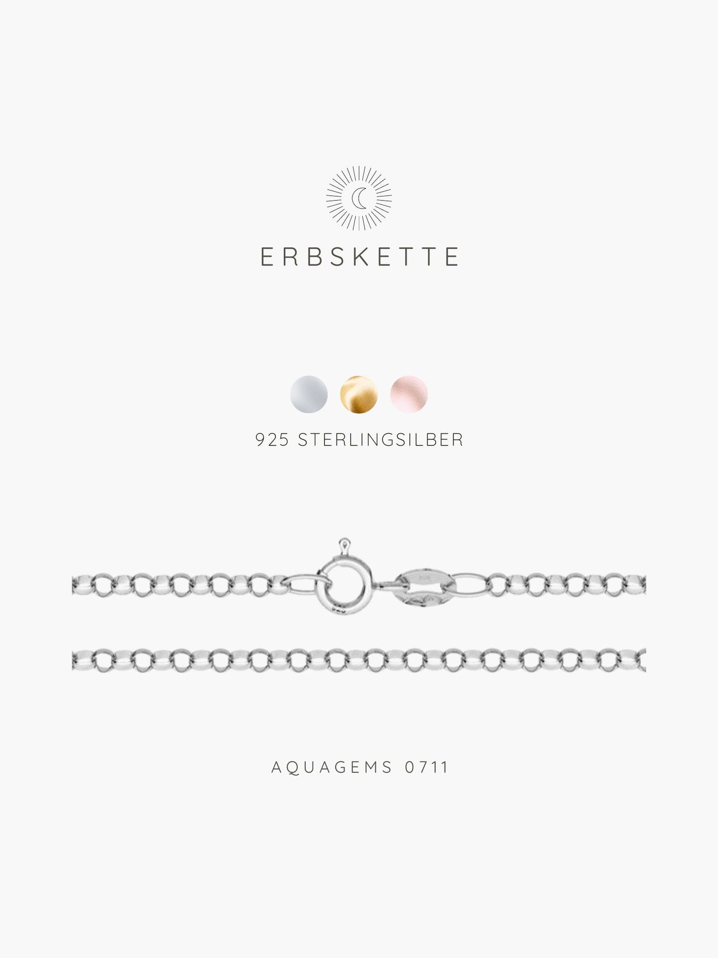 Halskette Basic Erbskette 45cm . 925 Sterlingsilber . vergoldet . rosévergoldet