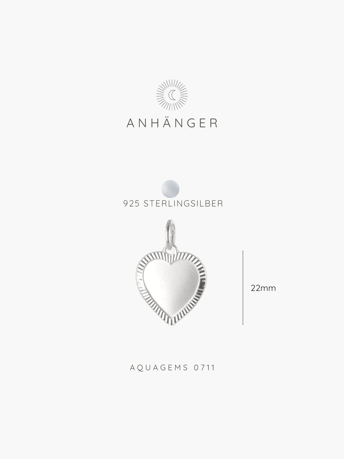 Kette mit Herz & Gravur 22 mm Sterlingsilber