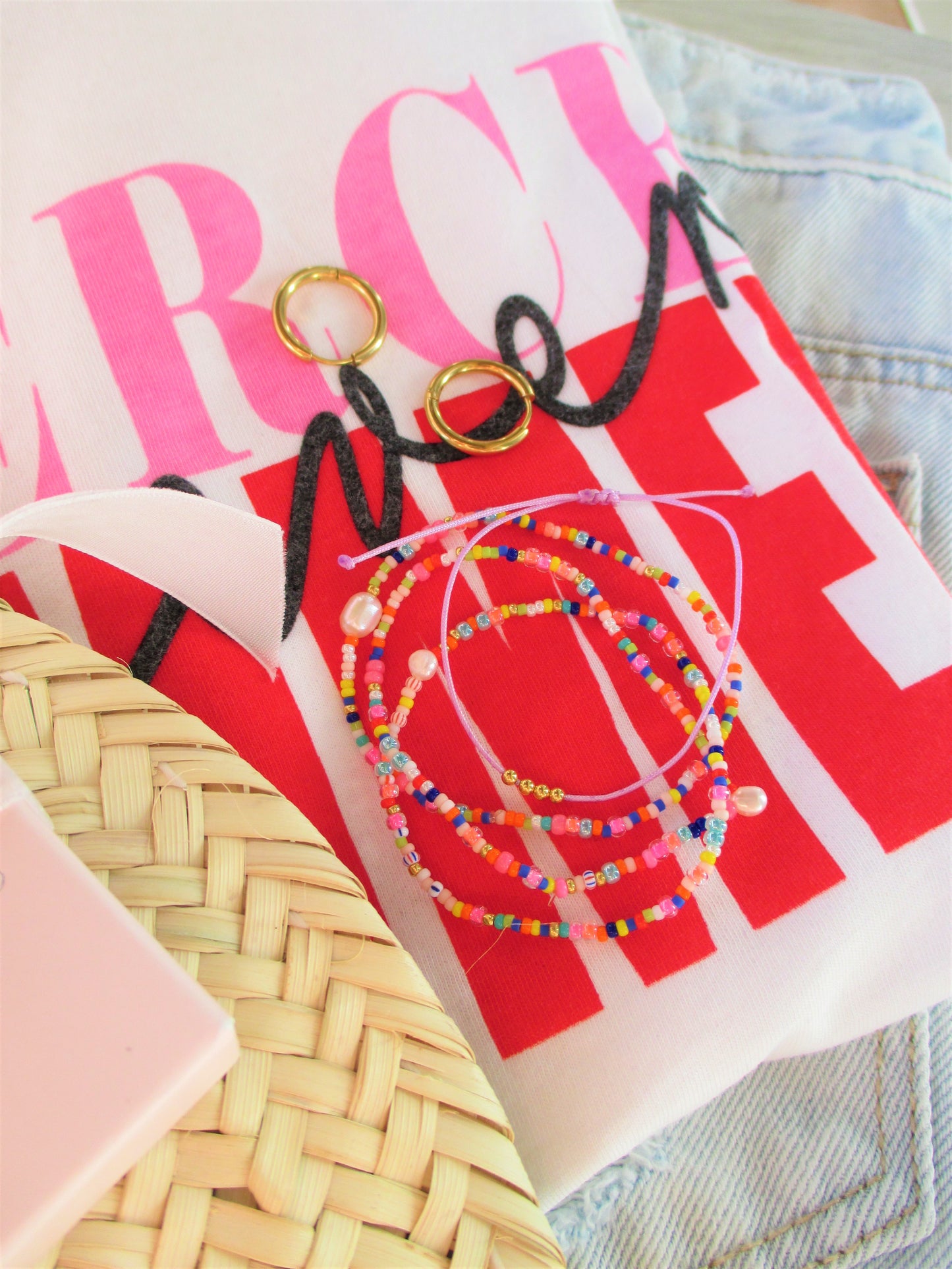 Japanisches Glas Perlen Armband 3er SET mit Süßwasserzuchtperlen. Customized 16 -22cm