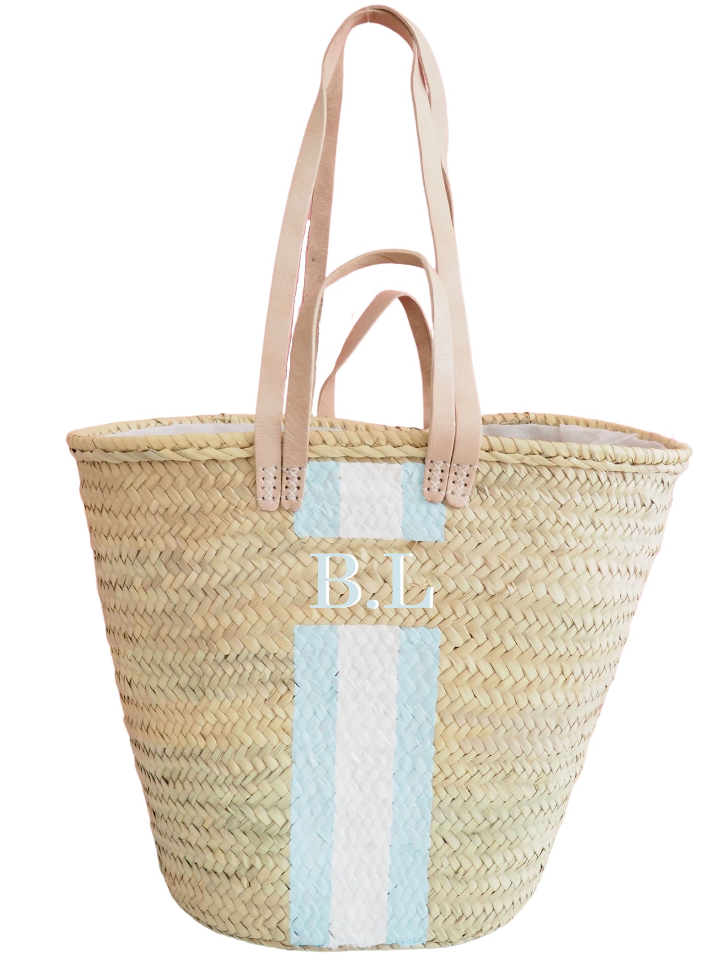 Korb Monogramm & Stripes Into the blue Weiss