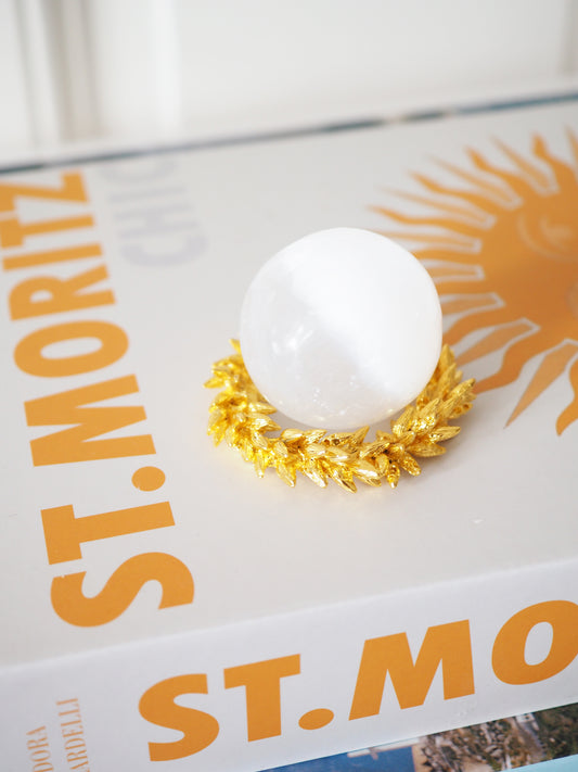 BLÄTTER MEDIUM Hochwertiger Metall Kugel Ständer Halter . Sphere Stand GOLD