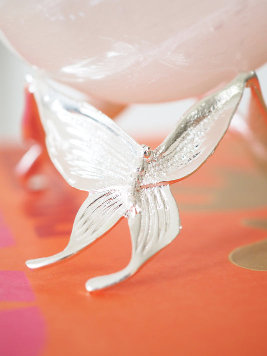 SCHMETTERLING MEDIUM Hochwertiger Metall Sphere Stand . Kugel Ständer . Halter SILBER