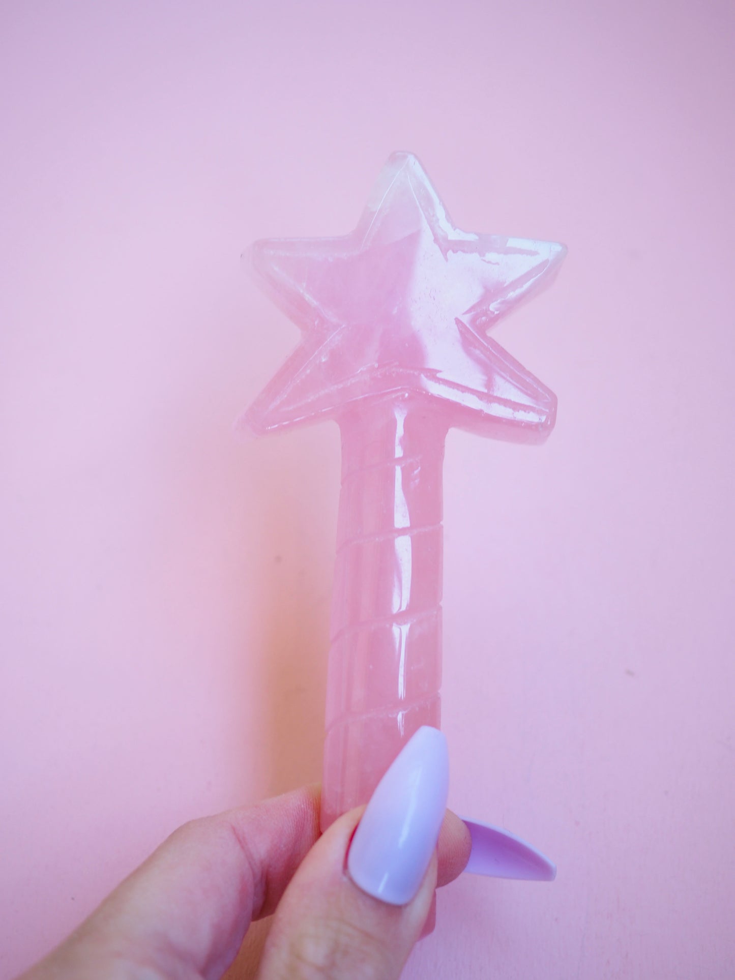 Rosenquarz Fairy Wand Zauberstab ca 13 cm Handcarved (28)