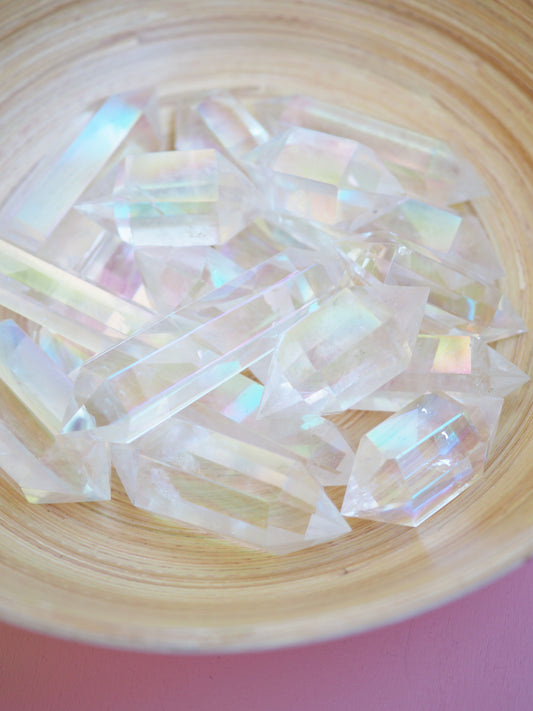 Angel Aura Bergkristall . Doppel Ender . Double Terminated Spitze ca. 5-7cm aus Brasilien LANG - High Quality