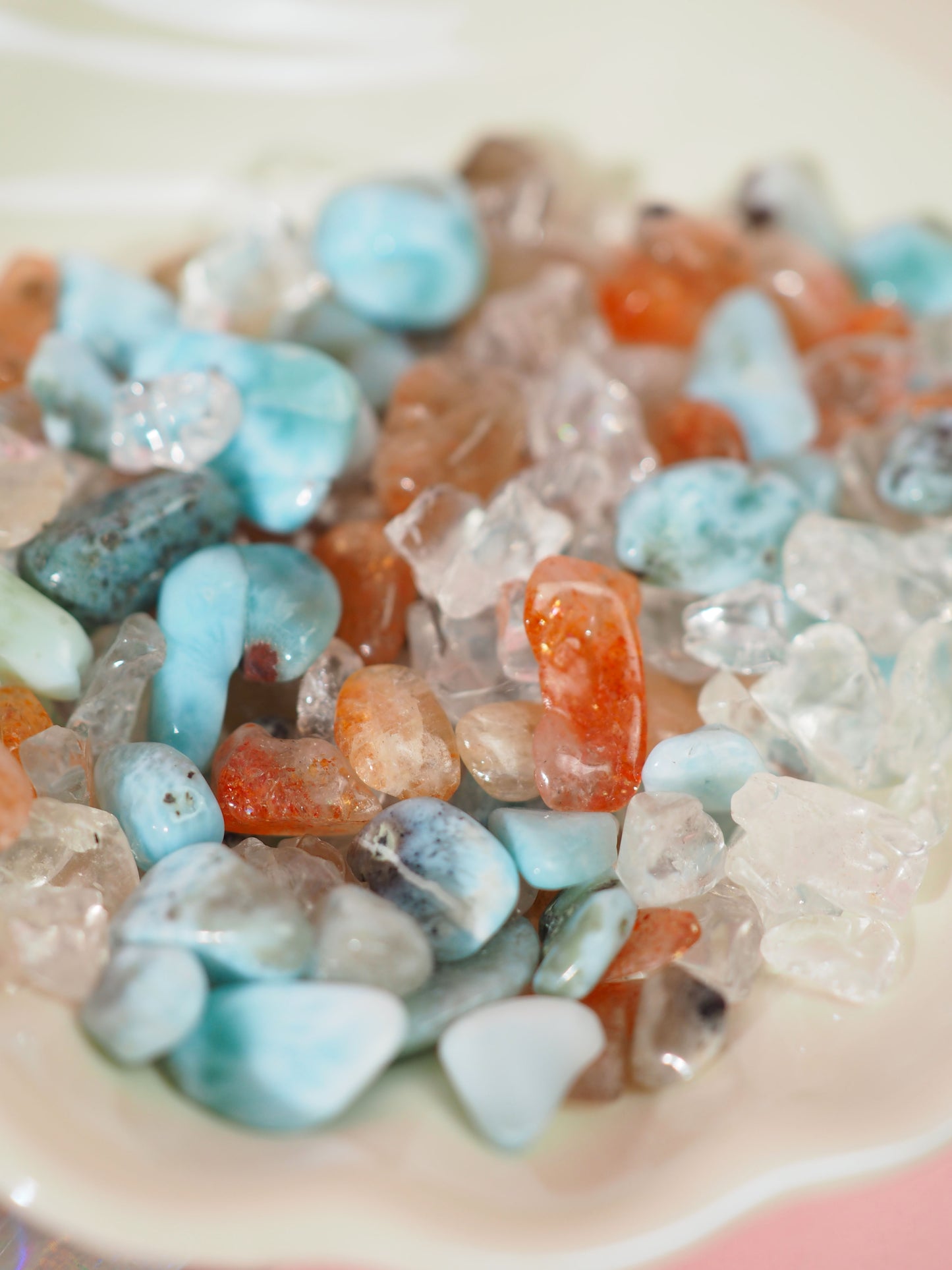 MENTAL VACATION! Crystal Mix l Larimar . Golden Sunstone . Bergkristall Premium Kristall Konfetti
