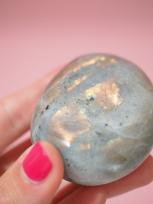 Golden Sunset Labradorit Palmstone 6,5 cm (51) - Aus Madagascar