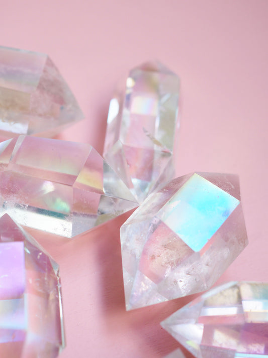 Angel Aura Bergkristall . Doppel Ender . Double Terminated Spitze ca. 4-5 aus Brasilien Kurz - High Quality