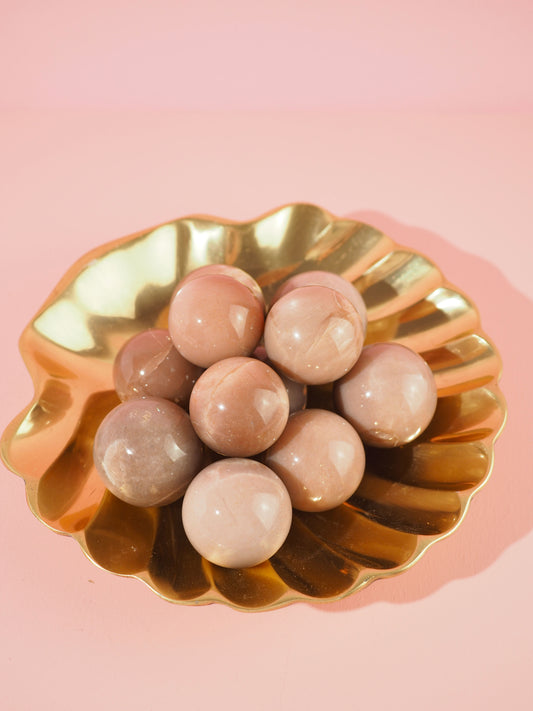 Pinker Mondstein mit Sonnenstein Kugel ca. 2.5 cm aus Indien - High Quality (S)