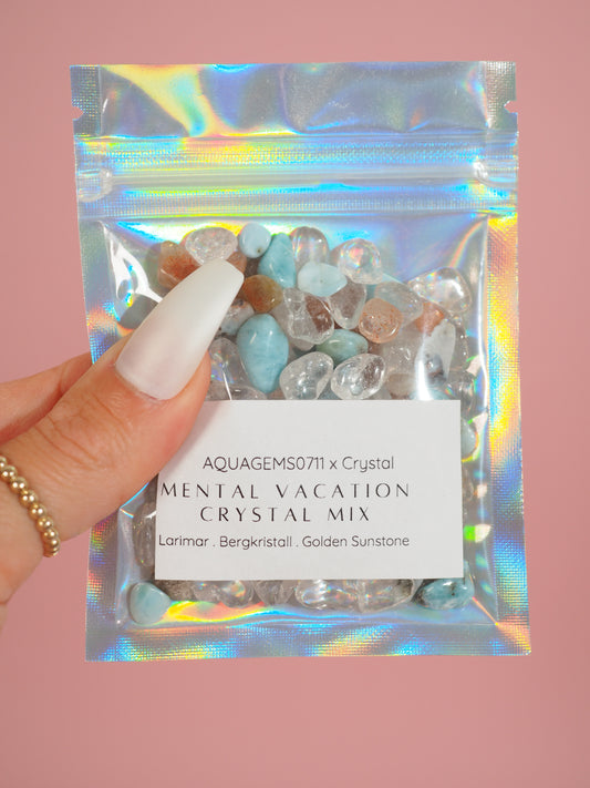 MENTAL VACATION! Crystal Mix l Larimar . Golden Sunstone . Bergkristall Premium Kristall Konfetti