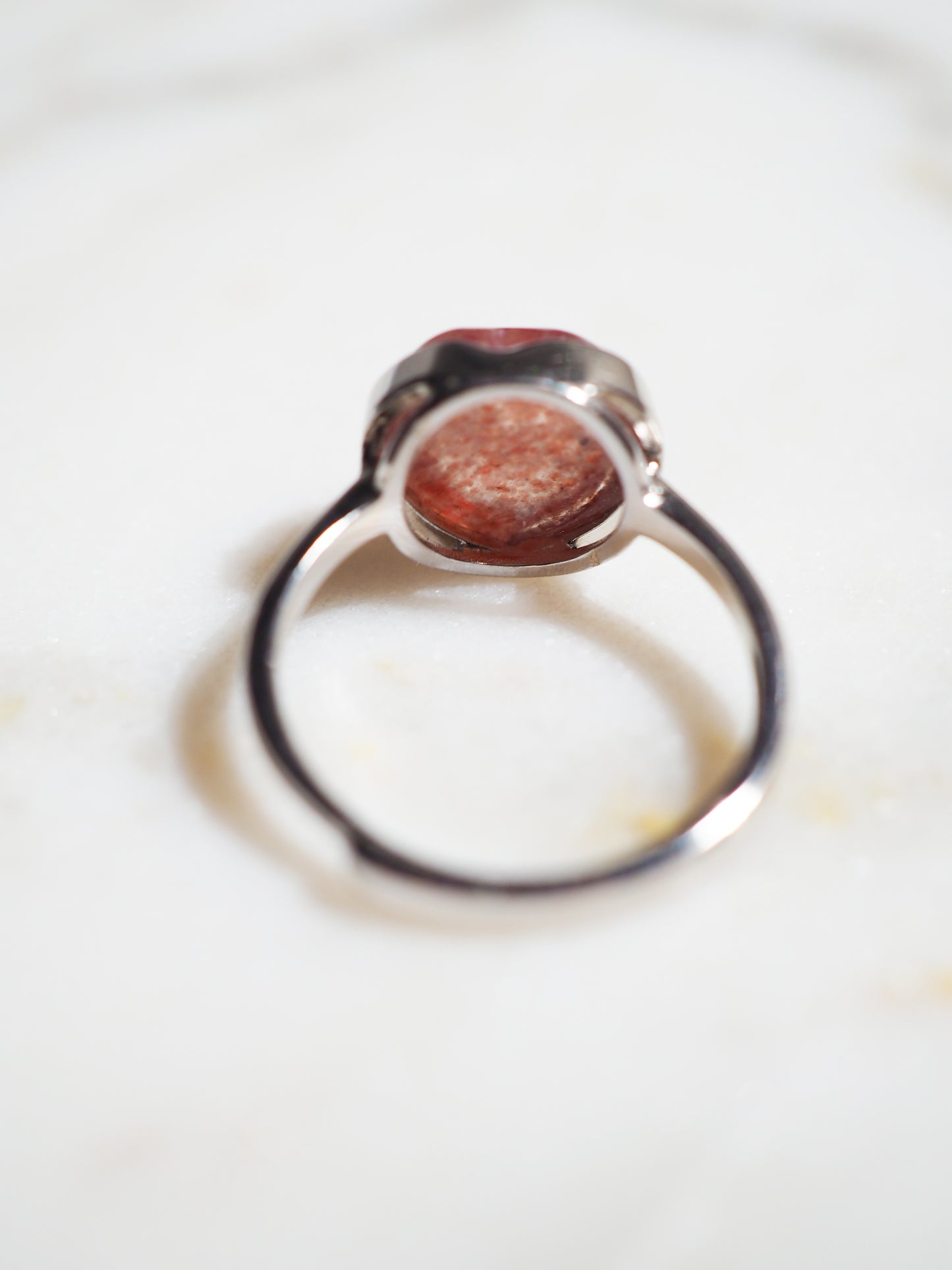 Erdbeerquarz . Roter Aventurin Ring HERZ - 925 Sterlingsilber Onesize fits all - HIGH QUALITY