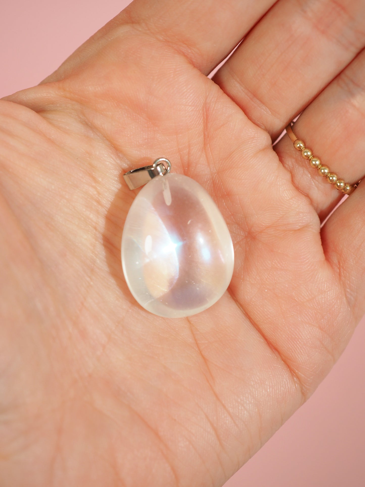 AngelAura Bergkristall Anhänger getrommelt . AngelAura Clearquartz tumbled Pendant ca 2cm - High Quality