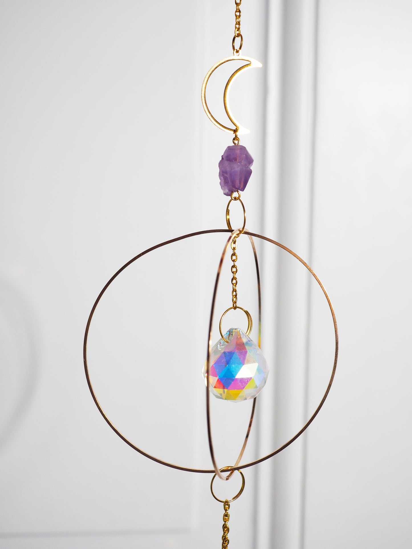 AMETHYST Sonnenfänger mit Glas Kristallen . Amethyst Sun Catcher with glass Crystals ca. 65cm . cm