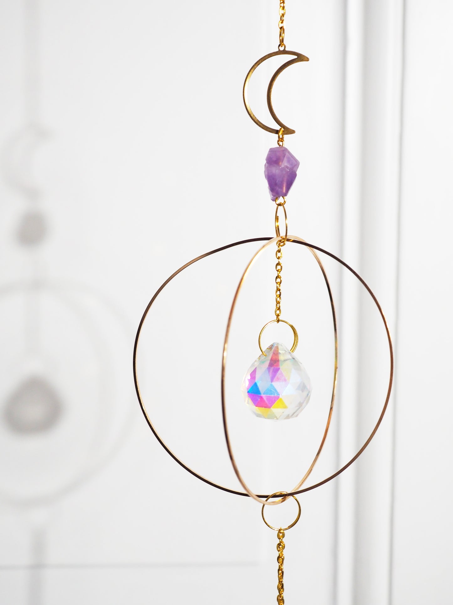 AMETHYST Sonnenfänger mit Glas Kristallen . Amethyst Sun Catcher with glass Crystals ca. 65cm . cm