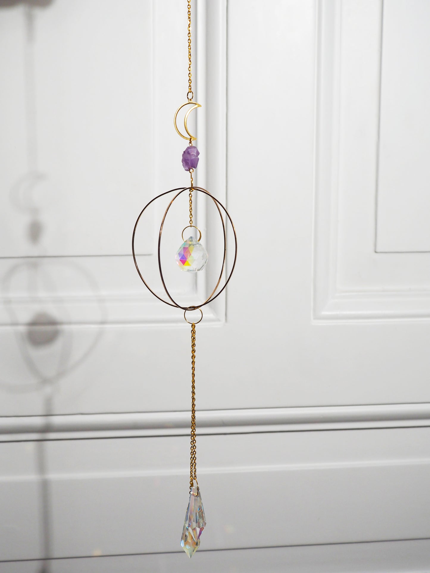 AMETHYST Sonnenfänger mit Glas Kristallen . Amethyst Sun Catcher with glass Crystals ca. 65cm . cm