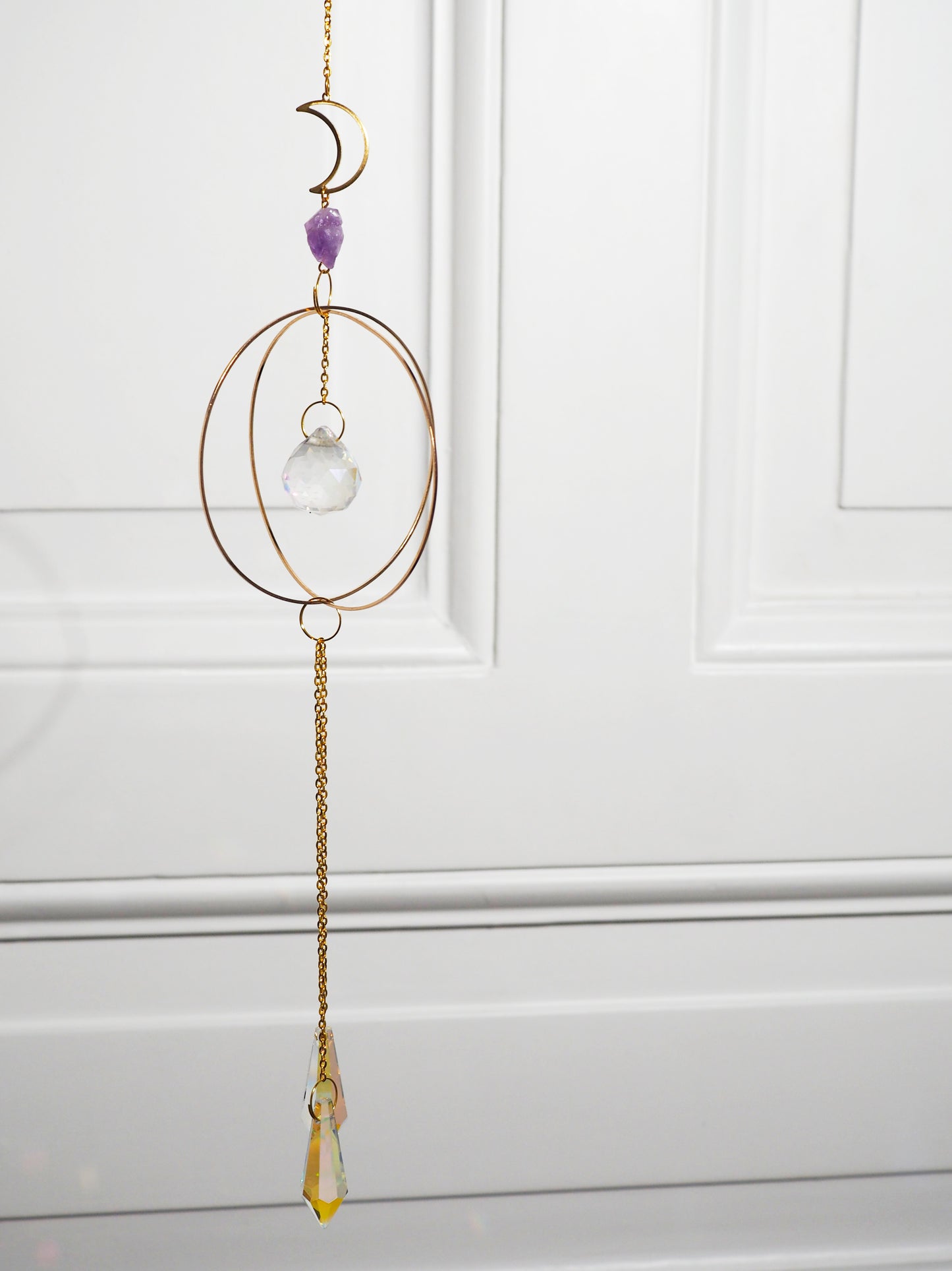 AMETHYST Sonnenfänger mit Glas Kristallen . Amethyst Sun Catcher with glass Crystals ca. 65cm . cm