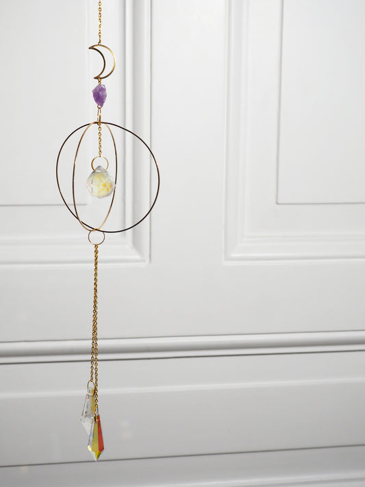 AMETHYST Sonnenfänger mit Glas Kristallen . Amethyst Sun Catcher with glass Crystals ca. 65cm . cm