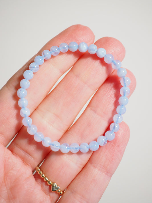CRYSTAL KIDS - Blauer Chalcedon Kugelarmband bis 14cm - HIGH QUALITY