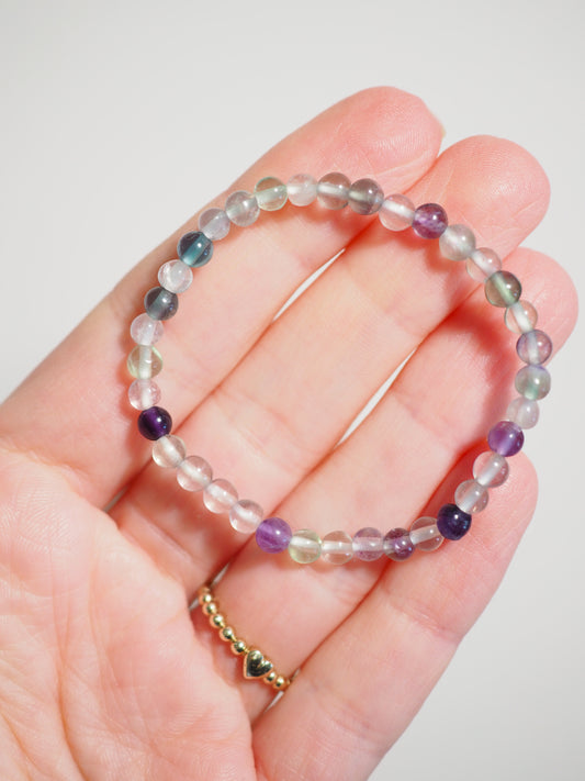 CRYSTAL KIDS - Regenbogenfluorit Kugelarmband bis 14cm - HIGH QUALITY