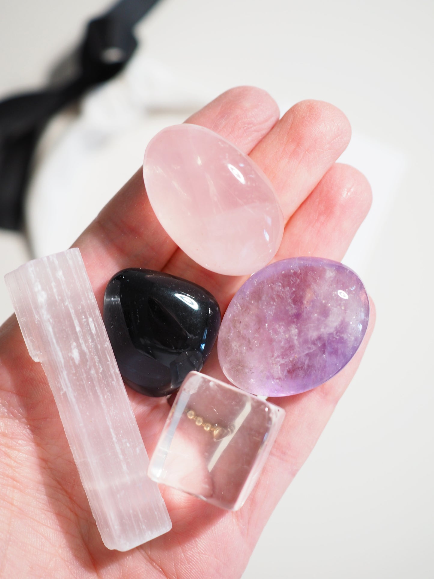 Kristall Set Beginner . CRYSTAL KIT STARTER . Amethyst . Bergkristall . Rosenquarz . Obsidian . Selenit