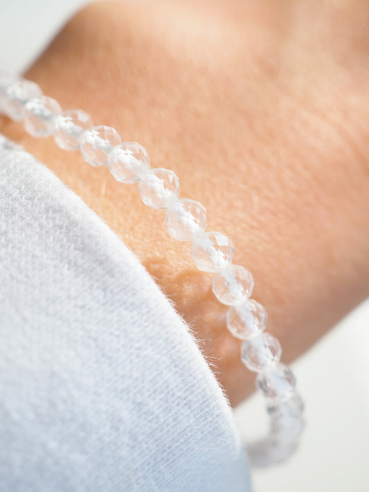 Facettiertes Bergkristall Armband . Clearquartz Bracelet 4mm - High Quality