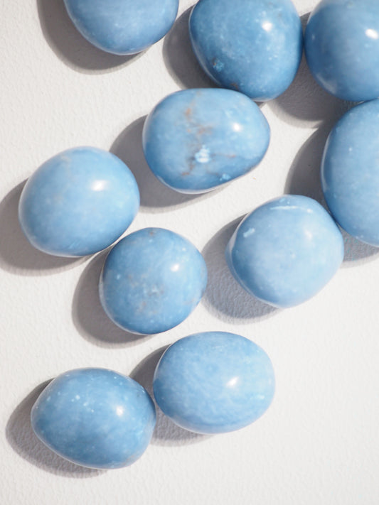 Angelit Anhydrit Trommel Stein .  Angelite Tumble ca 2-3 cm - aus Peru HIGH QUALITY