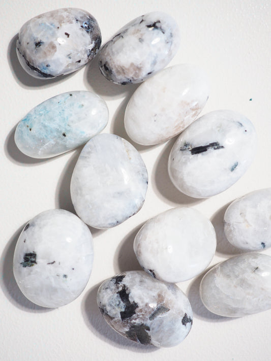 Regenbogen Mondstein . Weißer Labradorit Trommel Stein . Rainbow Moonstne Tumble ca. 2-4 cm - aus Indien HIGH QUALITY