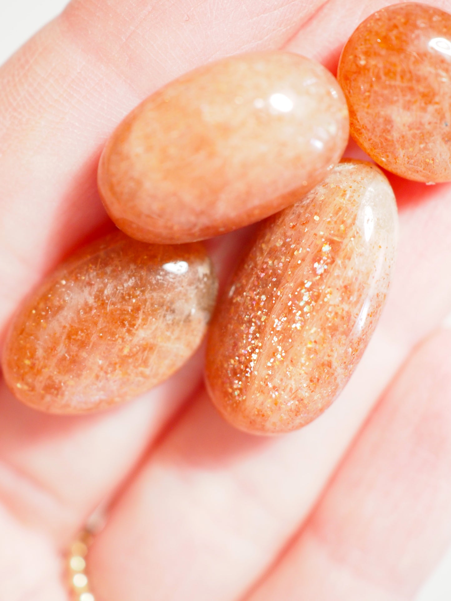Echter Sonnenstein MINI Trommelstein . Real Sunstone mini Tumble ca. 1-1.5 cm - aus Indien HIGH QUALITY
