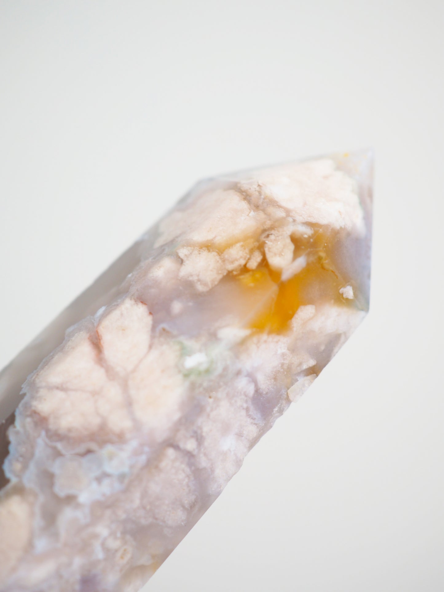 Druzy Blumen Achat mit Karneol Spitze / Flower Agate Point with Carnelian (25)- aus Madagascar High Quality