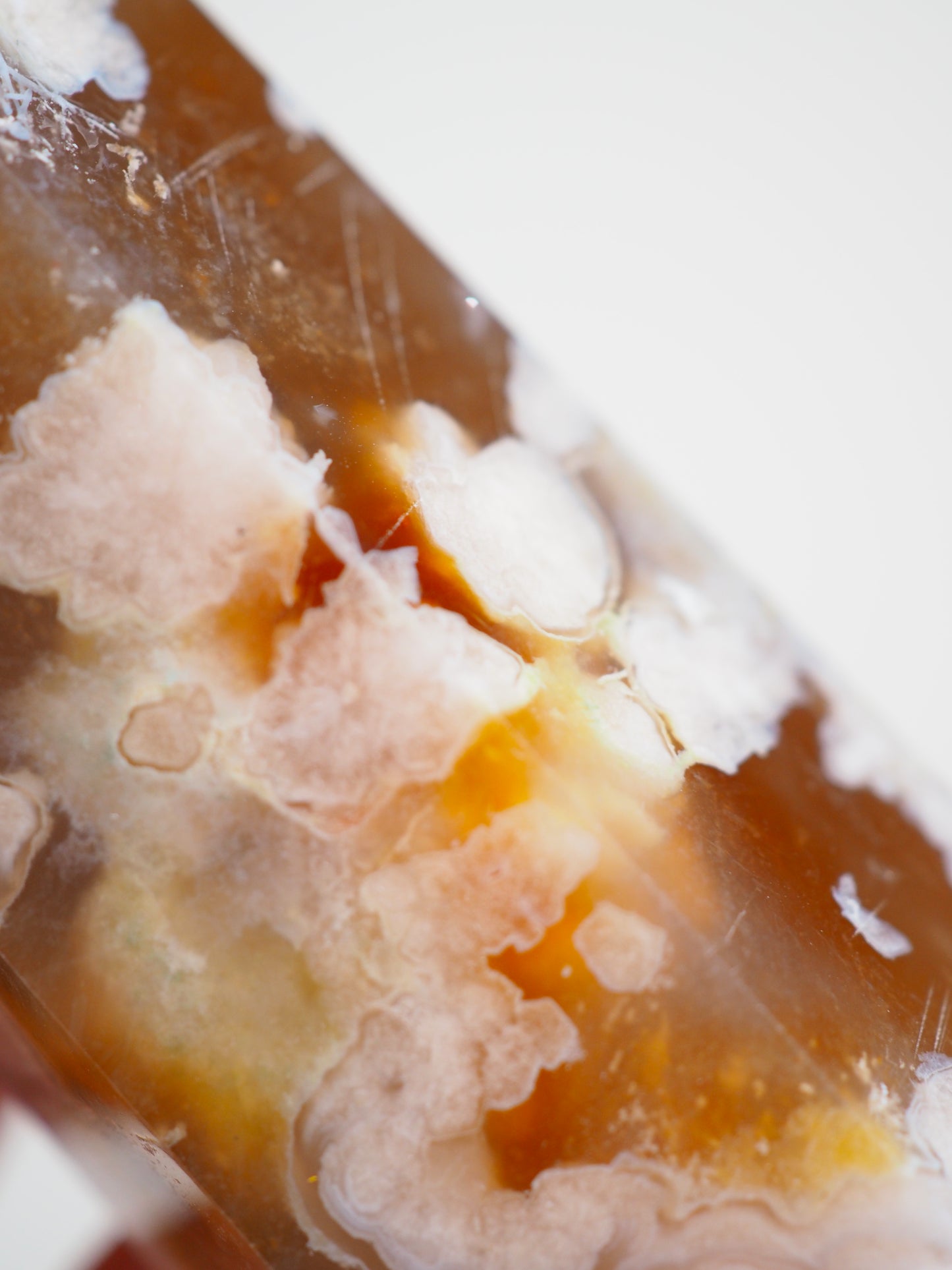 Blumen Achat mit Karneol Spitze / Flower Agate Point with Carnelian (94) - aus Madagascar High Quality