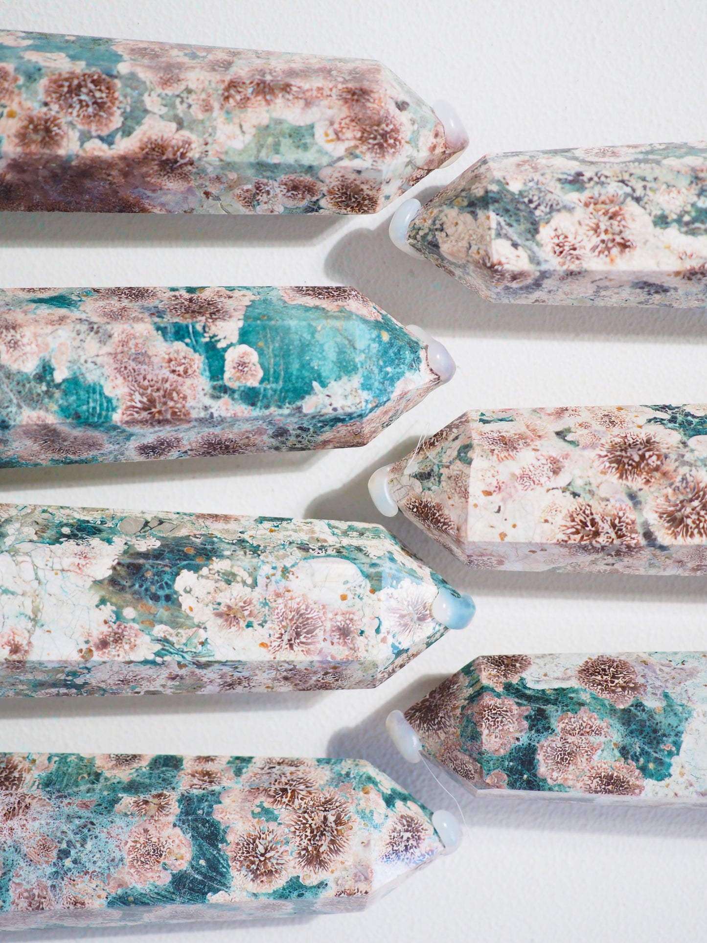 Russian Flower Agate / Rhyolite grüner Blumen Jaspis Point ca 9cm - High Quality