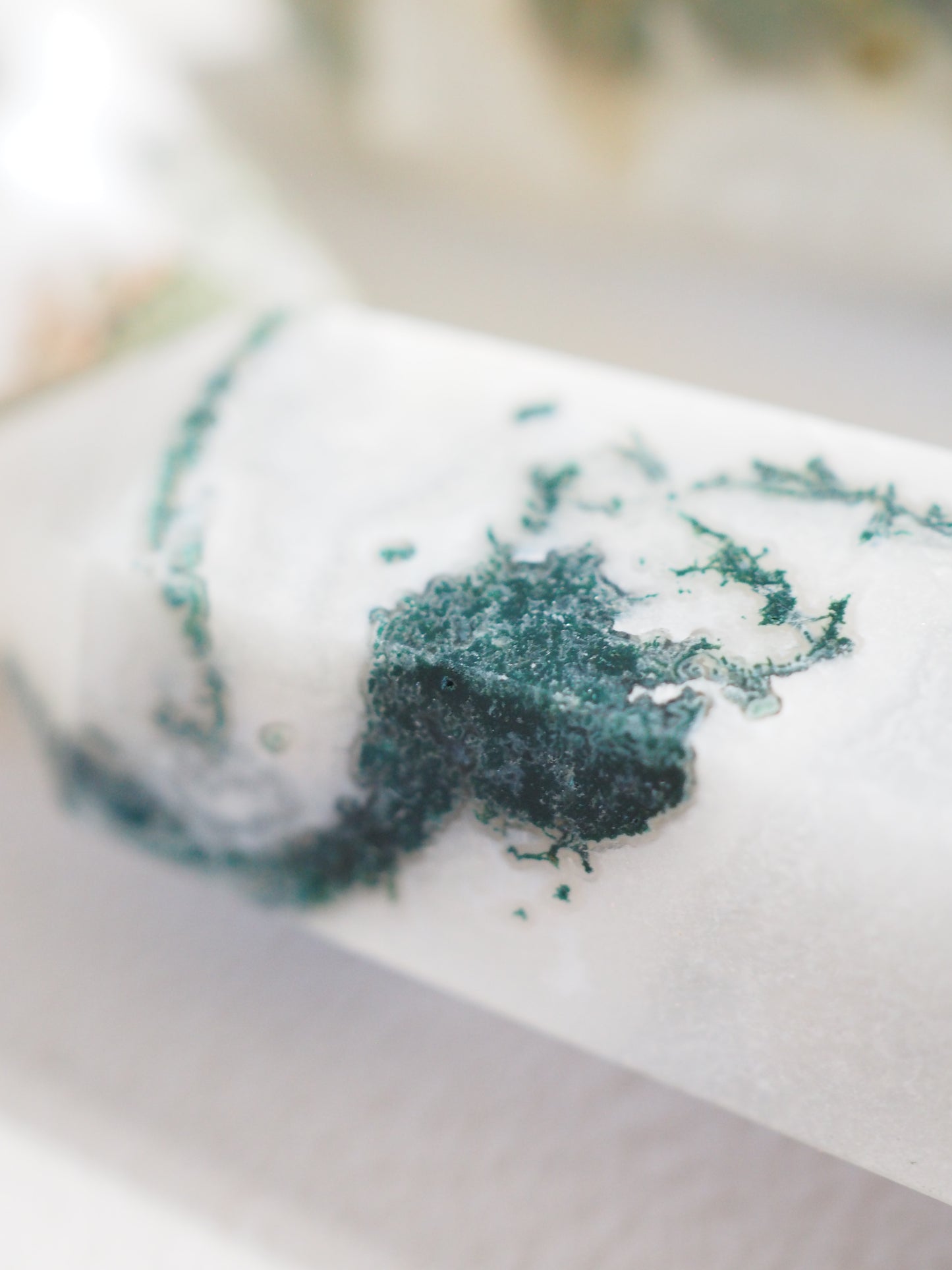 Baumachat . Moosachat mit Quarz Spitze . Druzy Treeagate . Mossagate Point ca 8 cm - HIGH QUALITY