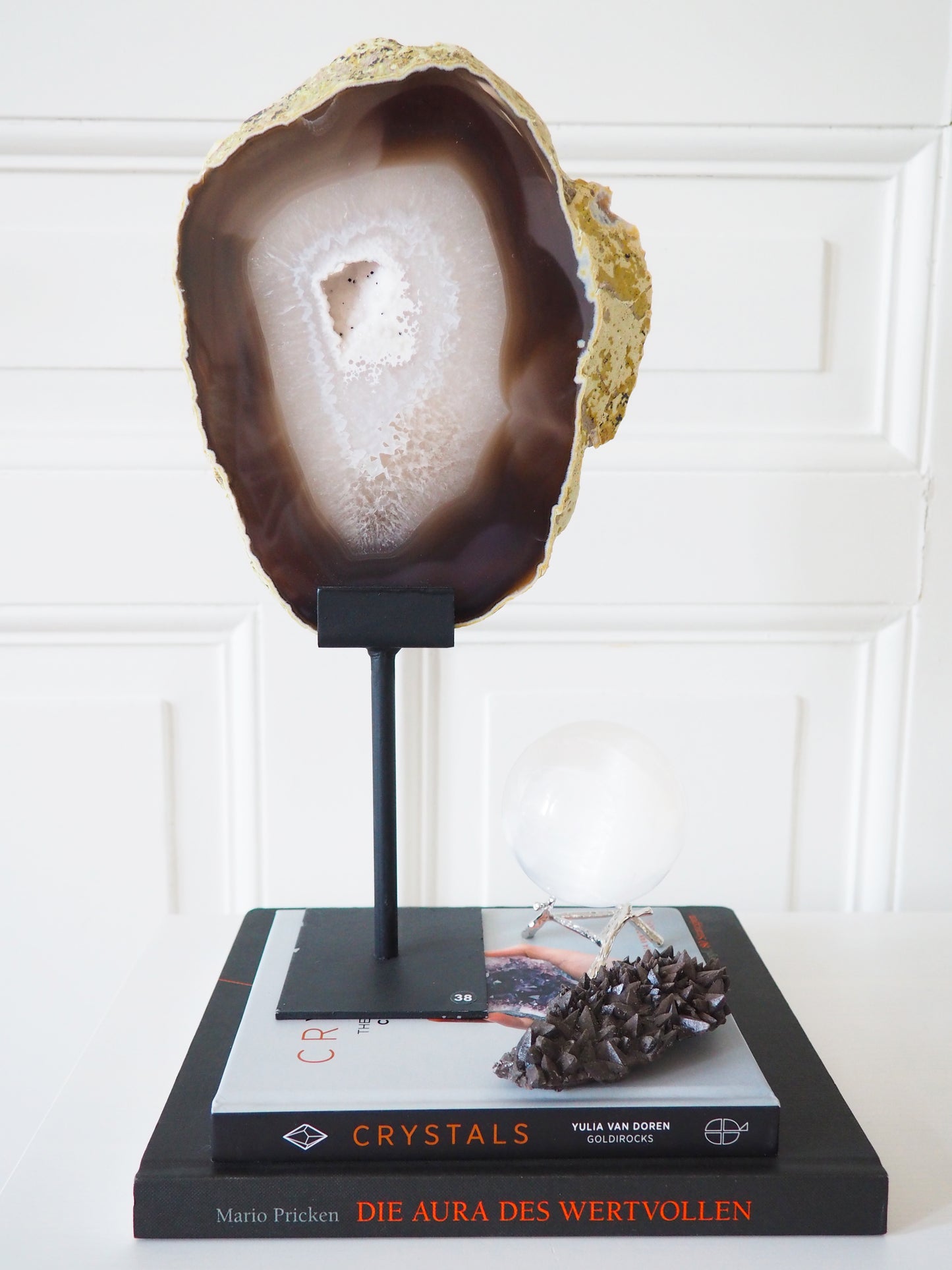 XXL Achat Scheibe auf Ständer . Agate Slab on Stand ca 36 cm - aus Brasilien HIGH QUALITY Handpoliert