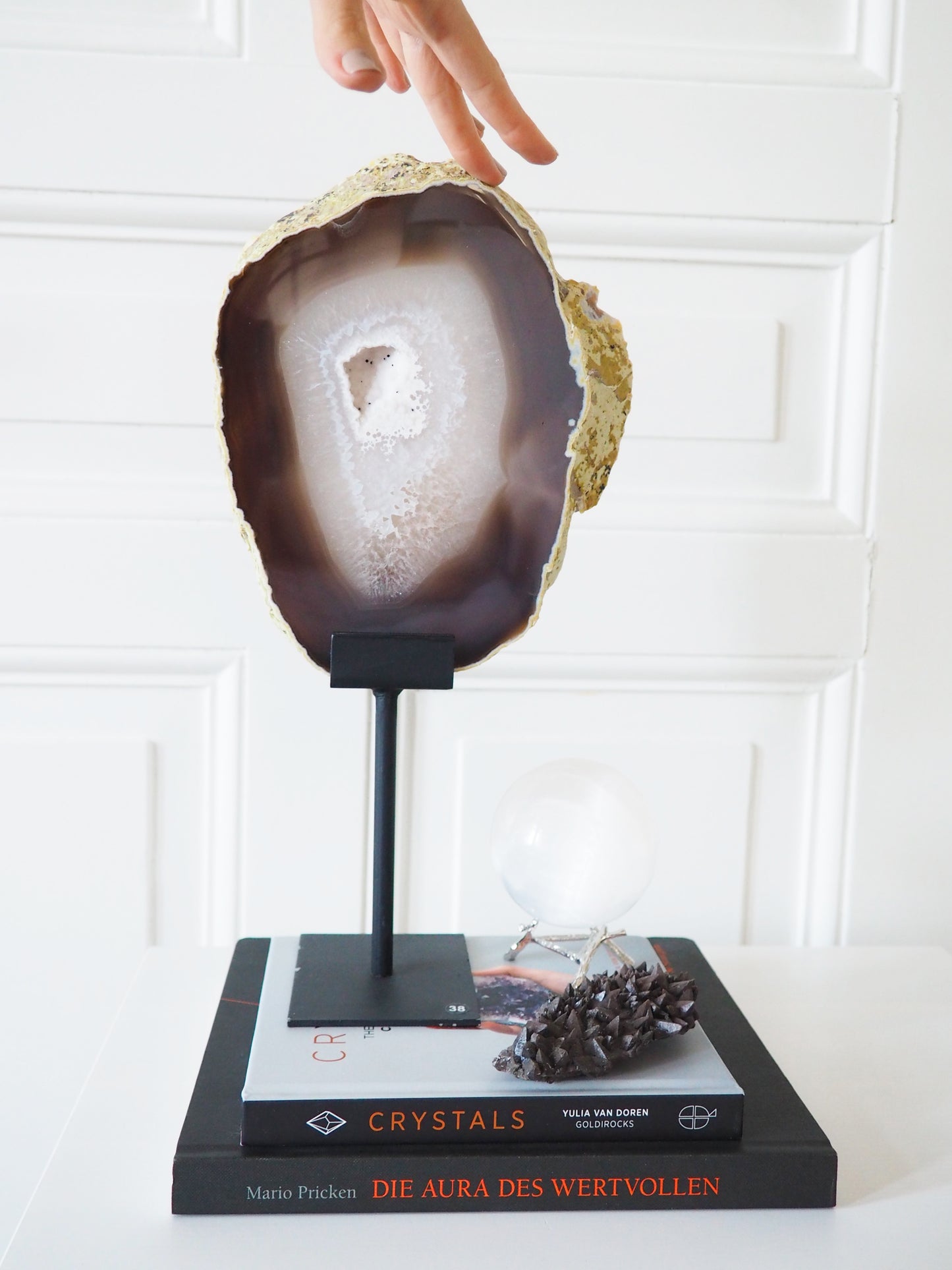 XXL Achat Scheibe auf Ständer . Agate Slab on Stand ca 36 cm - aus Brasilien HIGH QUALITY Handpoliert