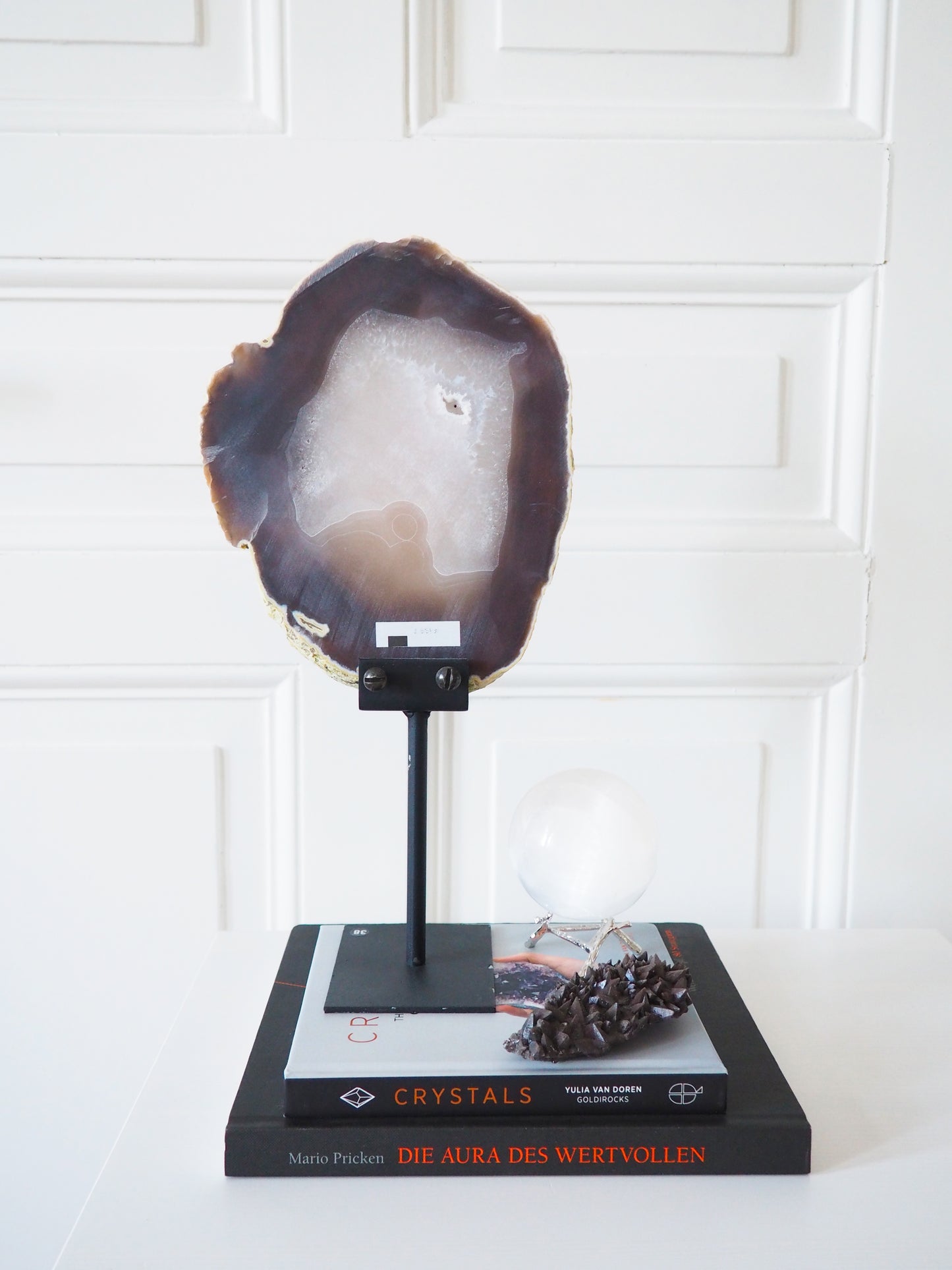 XXL Achat Scheibe auf Ständer . Agate Slab on Stand ca 36 cm - aus Brasilien HIGH QUALITY Handpoliert