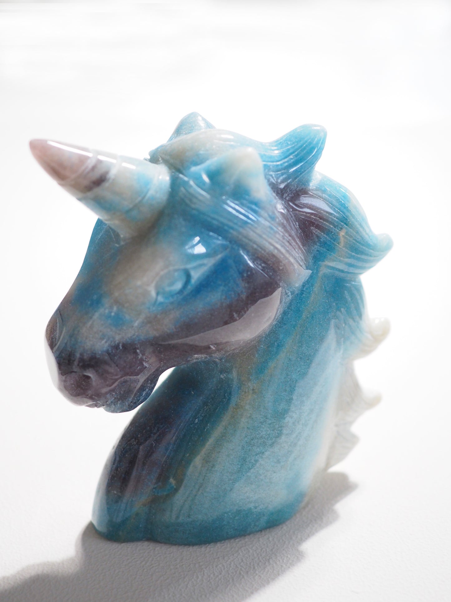 Trolleit Einhorn . Rainbow Moonstone . Trollite Unicorn ca. 10 cm - Handcarved