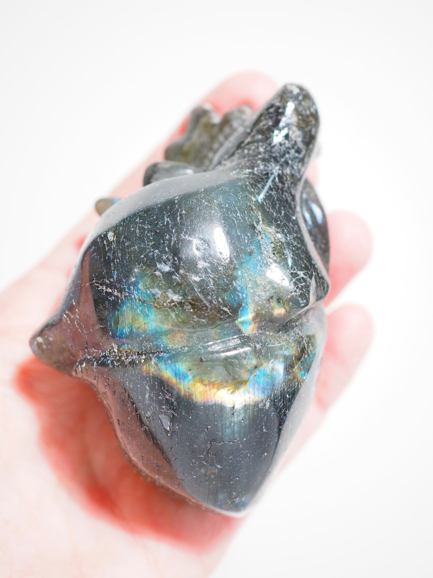 Labradorit Menschliches Herz . Lepidolite Human Heart 9cm - aus China Hand Carved