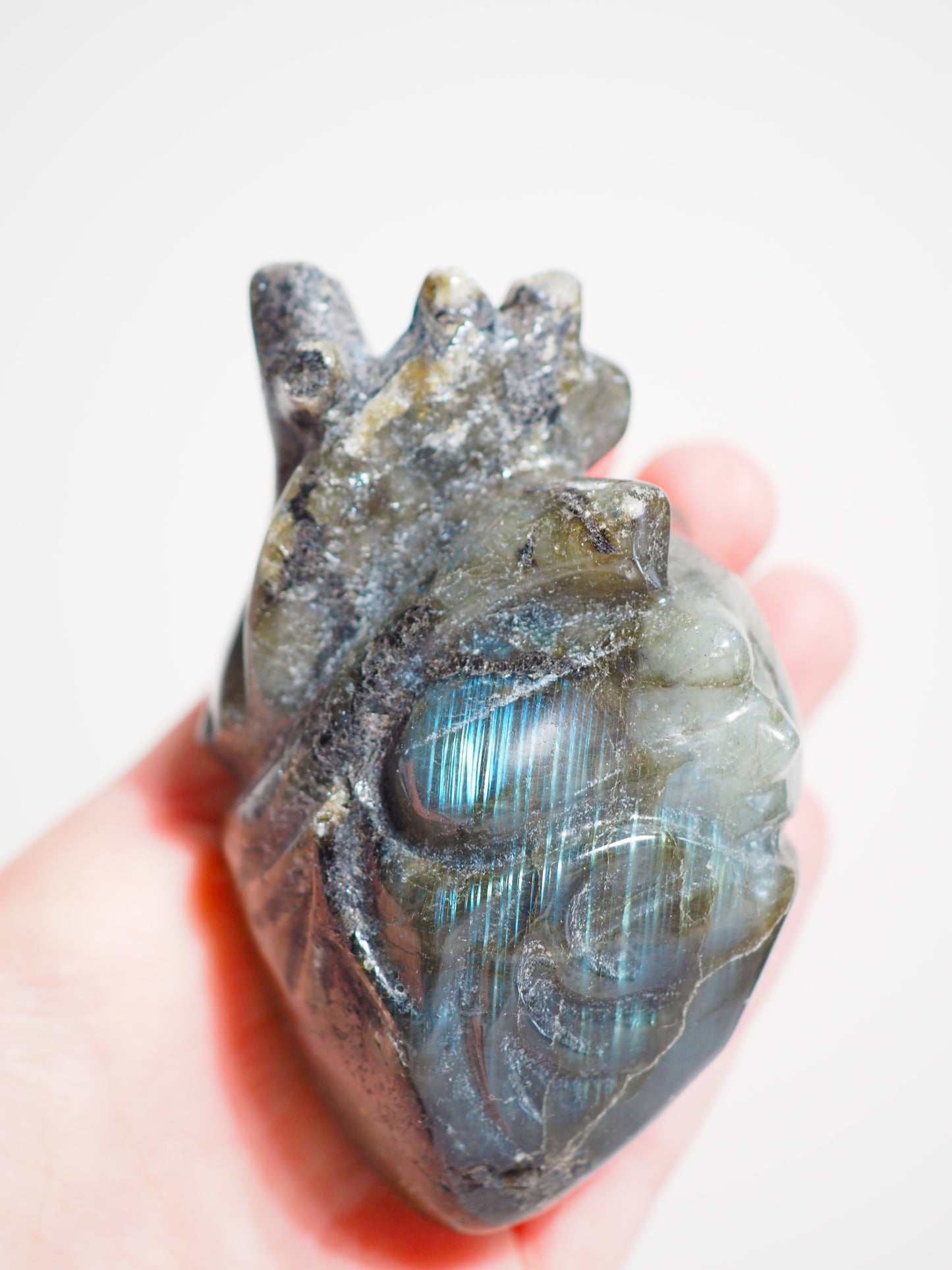 Labradorit Menschliches Herz . Lepidolite Human Heart 9cm - aus China Hand Carved