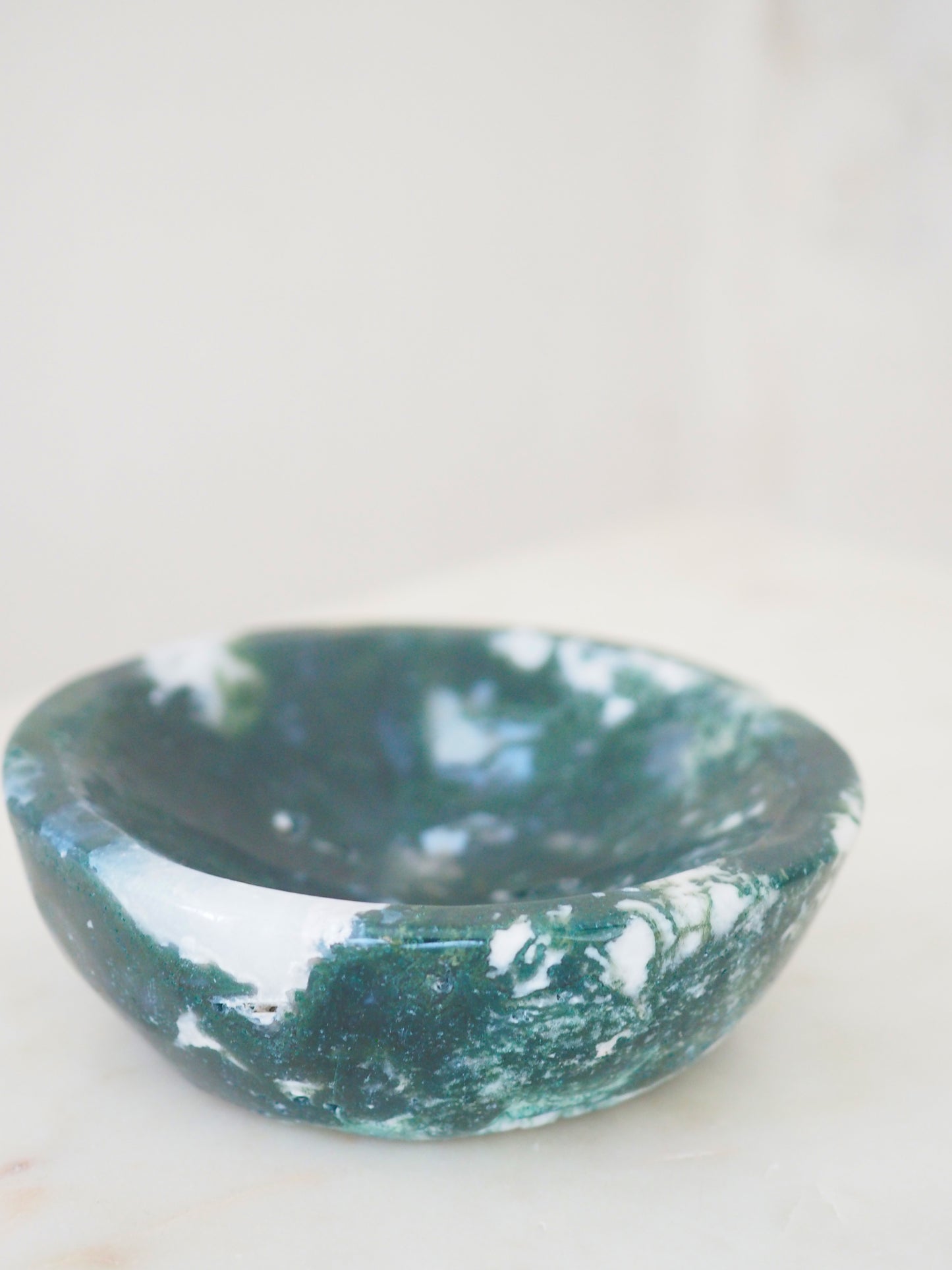 Moos - Baum Achat Schale mit Druzy / Moss. Tree Agate Bowl ca 600g (C) -aus China / Indien