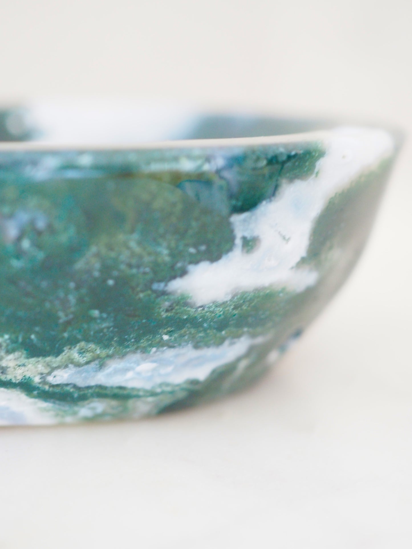 Moos - Baum Achat Schale mit Druzy / Moss. Tree Agate Bowl ca 600g (C) -aus China / Indien