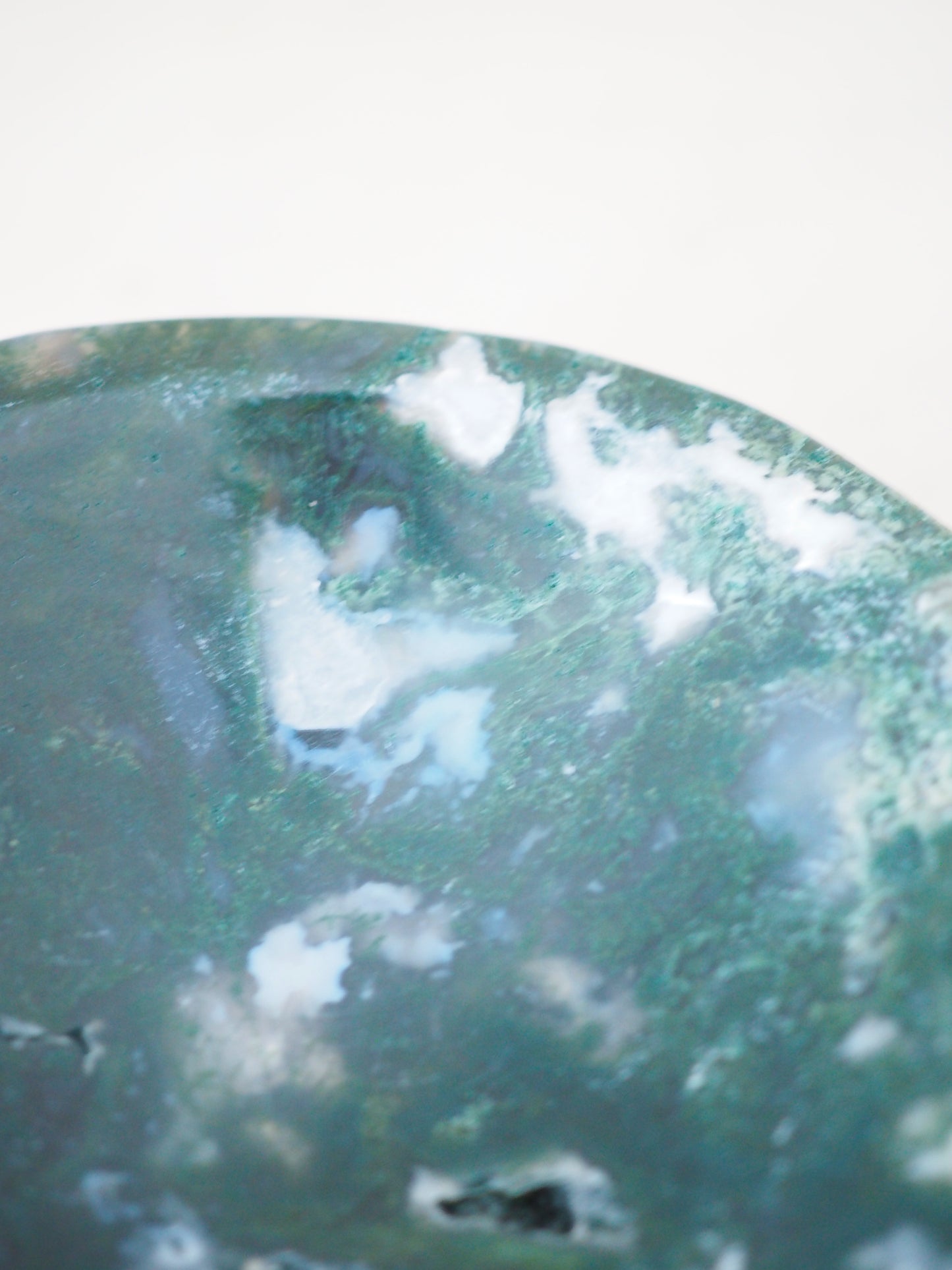Moos - Baum Achat Schale mit Druzy / Moss. Tree Agate Bowl ca 600g (C) -aus China / Indien