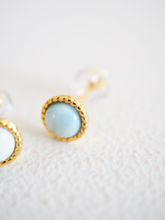 Larimar Ohrstecker 925 Sterlingsilber vergoldet Modern - Larimar aus der Dominikanischen Republik