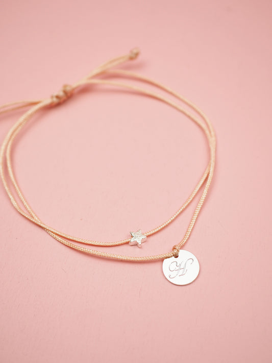 Sternenkind Armband mit Stern & Gravur Macramée doppelt