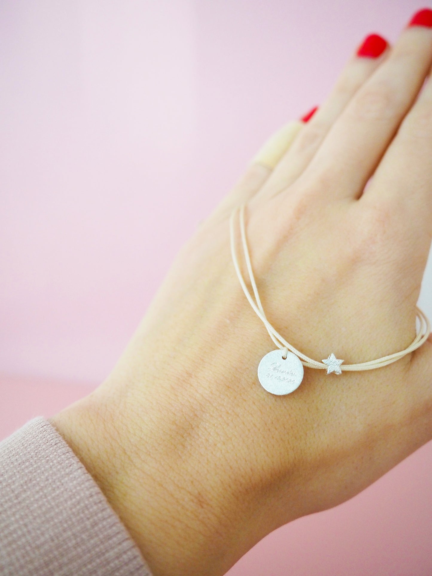 Sternenkind Armband mit Stern & Gravur Macramée doppelt
