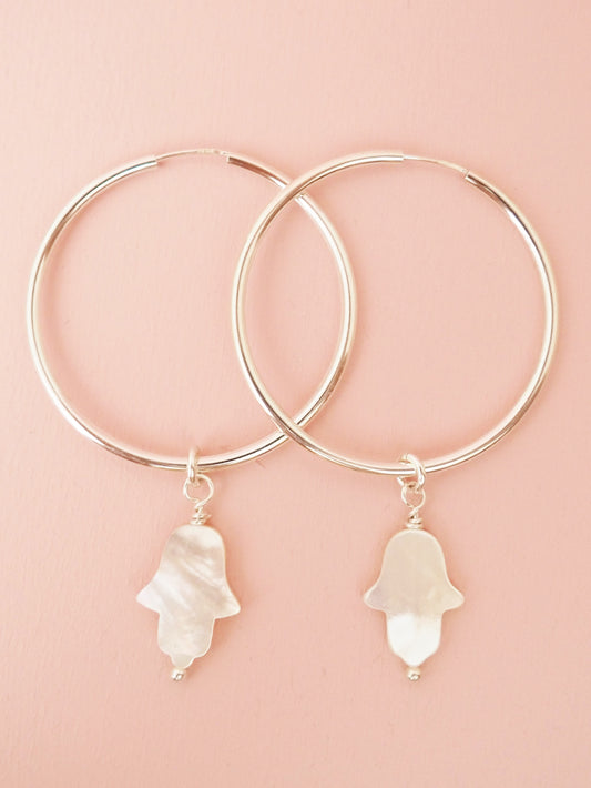 Hamsa Charm Creolen 925 Sterlingsilber vergoldet