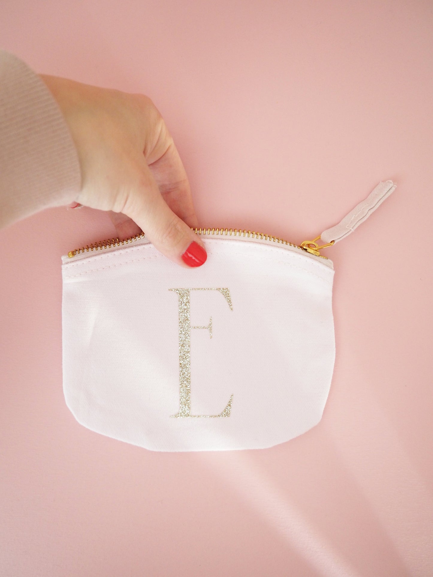 Rosa Canvas Beutel mit Glitzer Sternzeichen