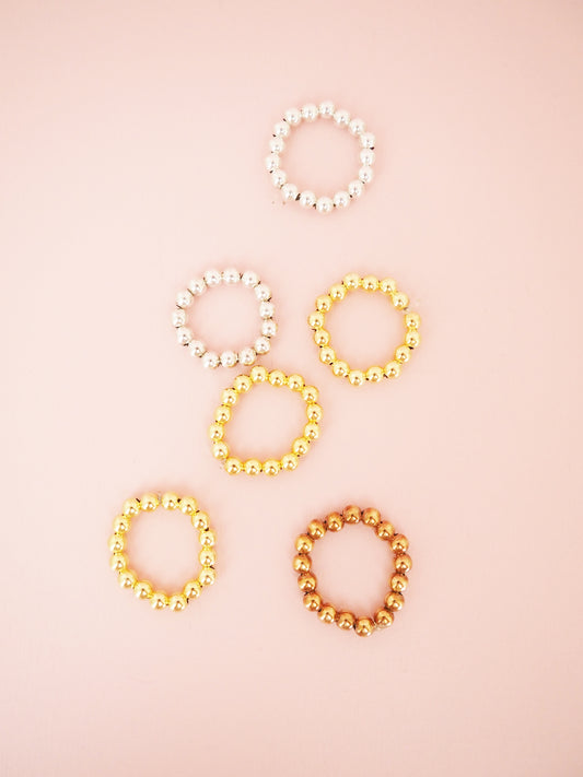 Elastischer Kugel Ring 925 Sterlingsilber vergoldet