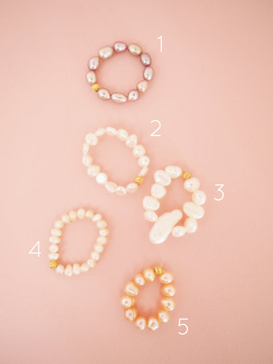 Elastischer Süßwasserzucht Perlen Ring 925 Sterlingsilber vergoldet